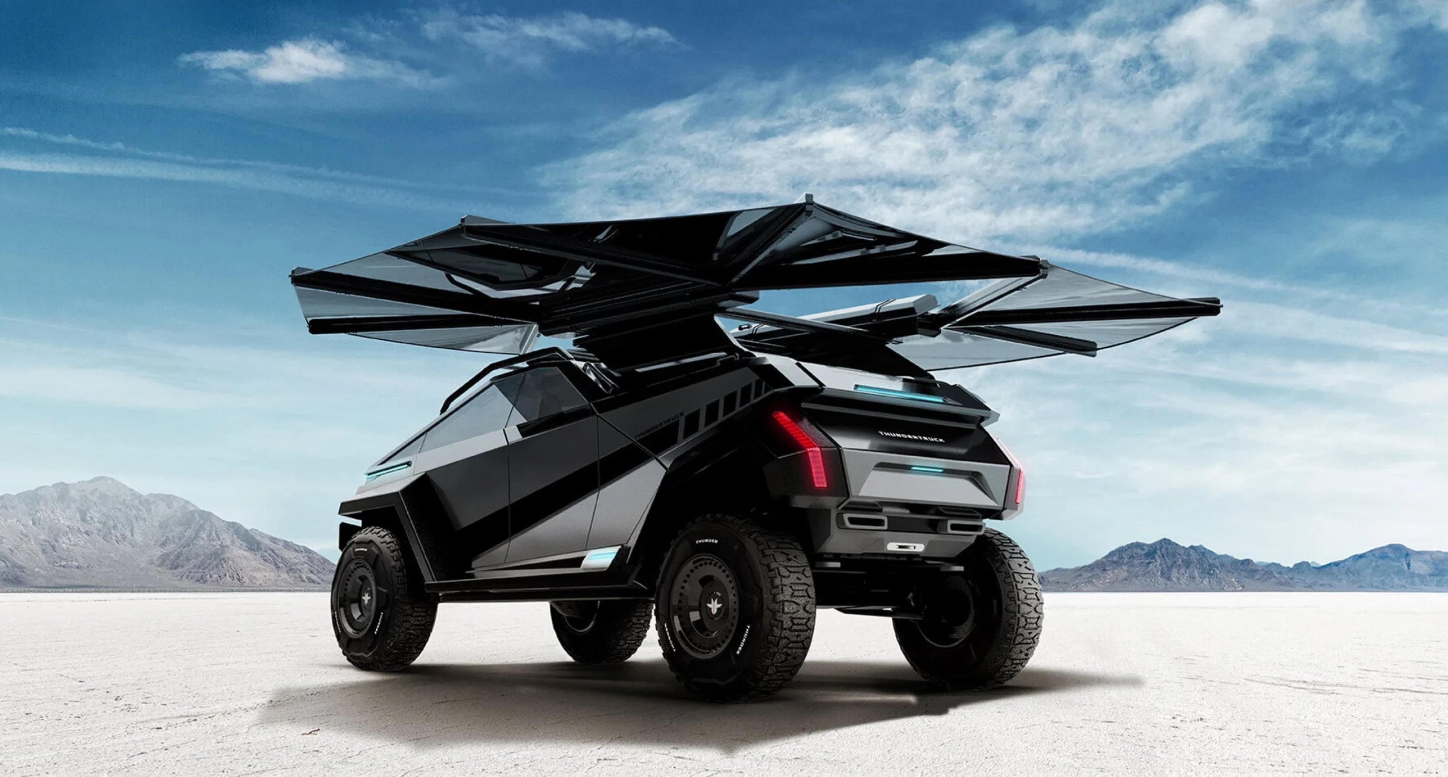 Thundertruck概念车：配折叠式太阳能遮阳篷及卡扣式6轮驱动车架