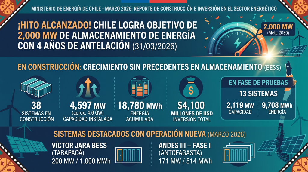 智利在建储能容量达4.6GW：提前四年完成2030年国家储能目标